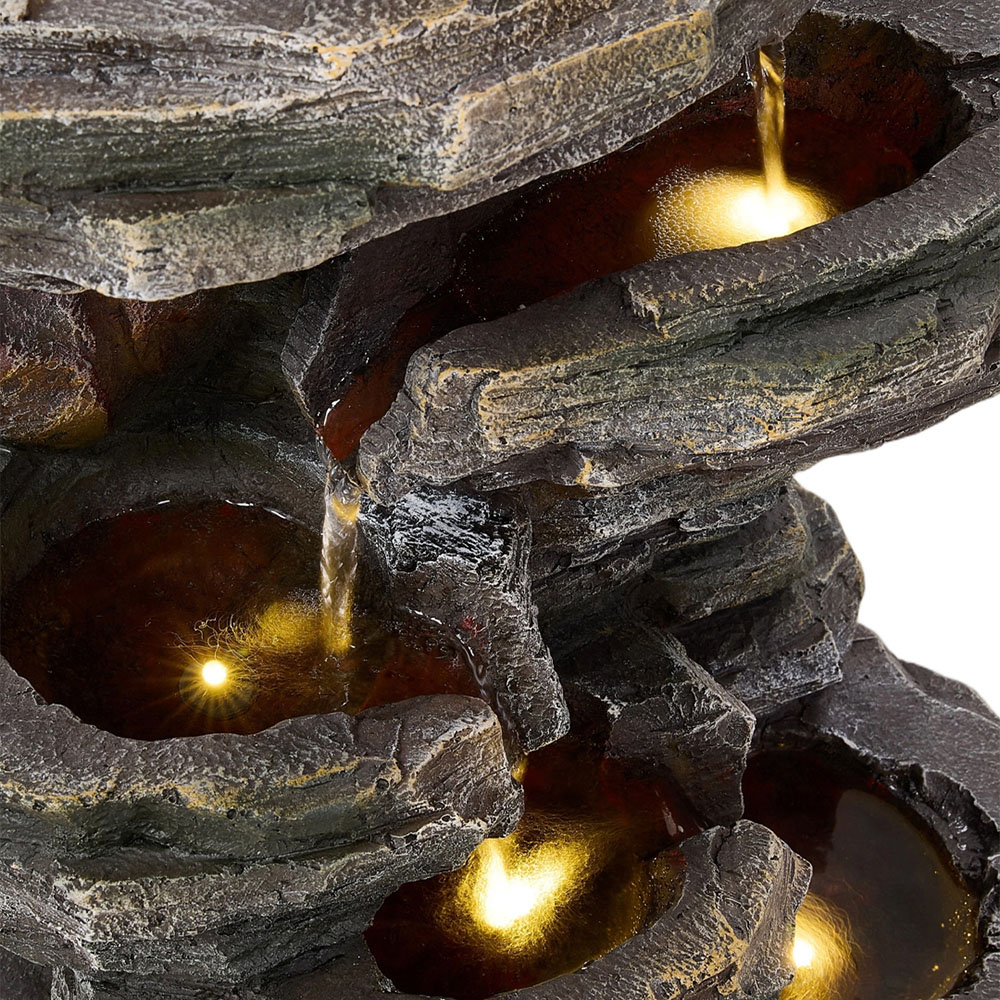 Living and Home 6-Tier Rockery Solar-Powered LED Water Feature Image 6