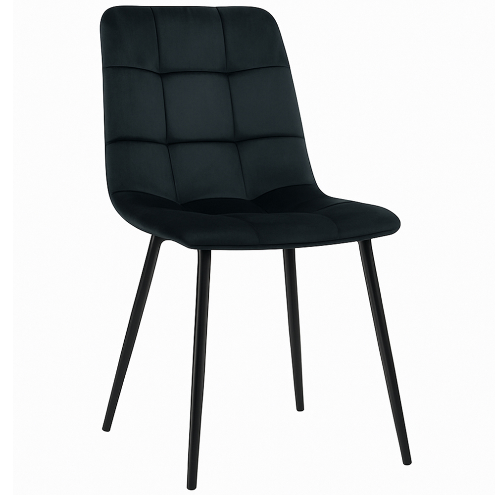 Portland Kosy Koala 6 Seater Velvet Glass Dining Set Black Image 2