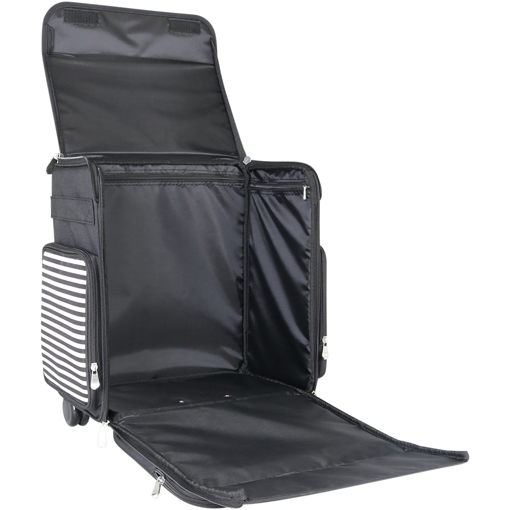 Everything Mary EVM12737-5 Black White Stripe Collapsible Rolling Trolley Bag 36.2 x 22.2 x 39.4cm Image 2