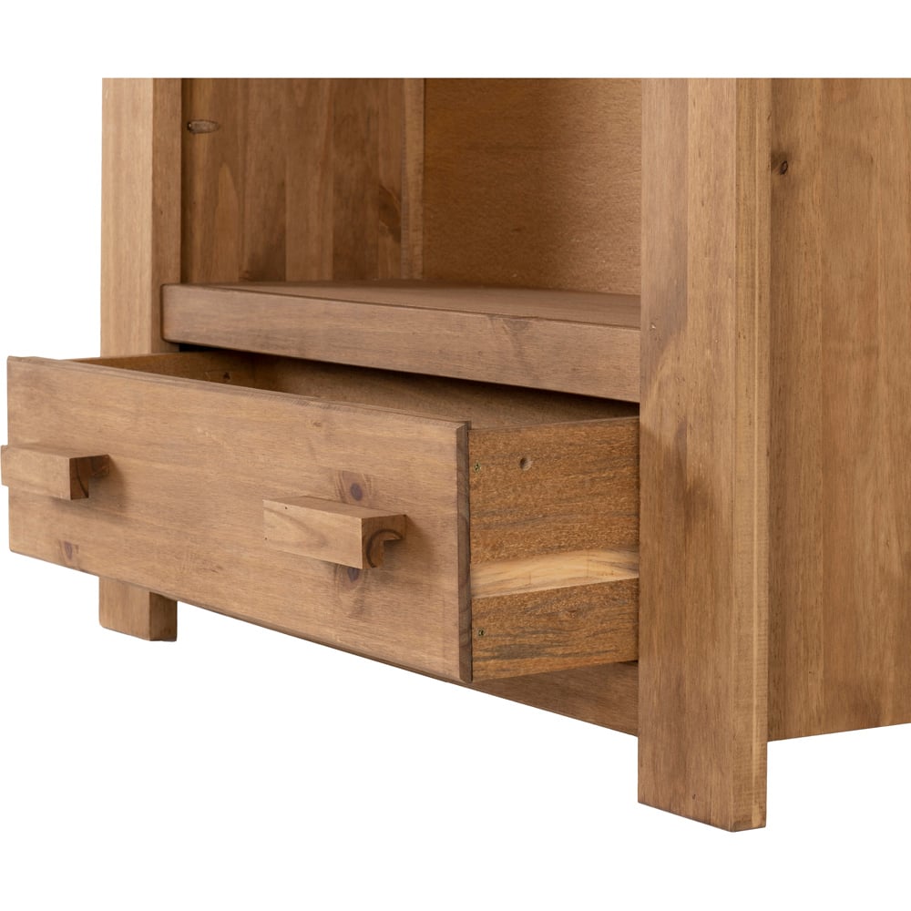 Seconique Tortilla Single Drawer 3 Shelf Distressed Waxed Pine Bookcase Image 4