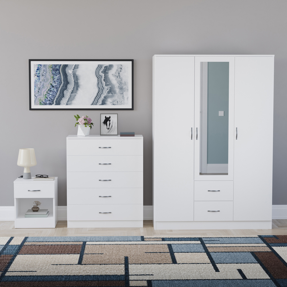 VIDA DESIGNS Riano White 3 Piece Bedroom Furniture Set Image 2