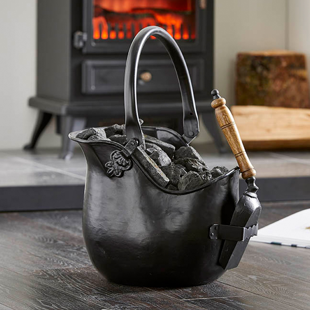 Inglenook Fireside Premium Black Coal Bucket with Shovel Image 2