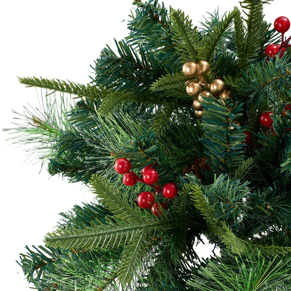 Living and Home Pre-Lit Artificial Christmas Tree Urn Filler with Berries 55cm 2 Pack Image 4