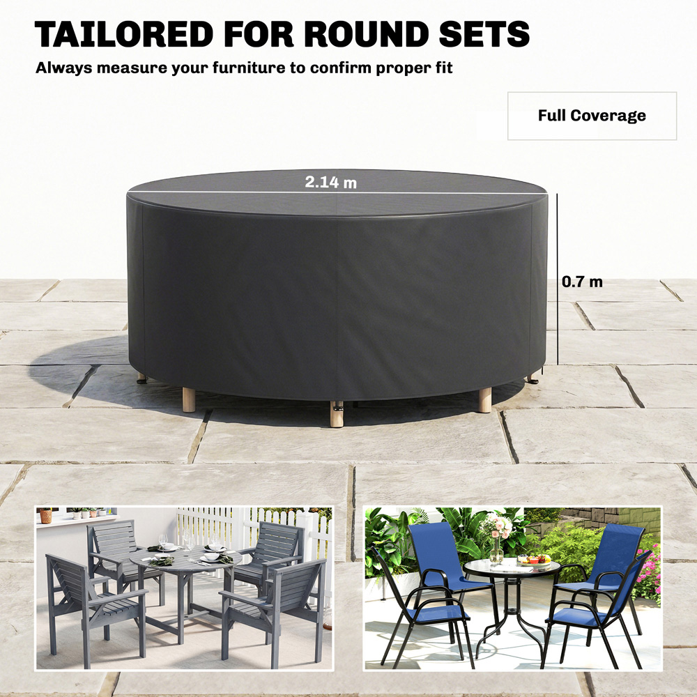Outsunny Black Round Waterproof Garden Furniture Cover 70 x 214cm Image 9