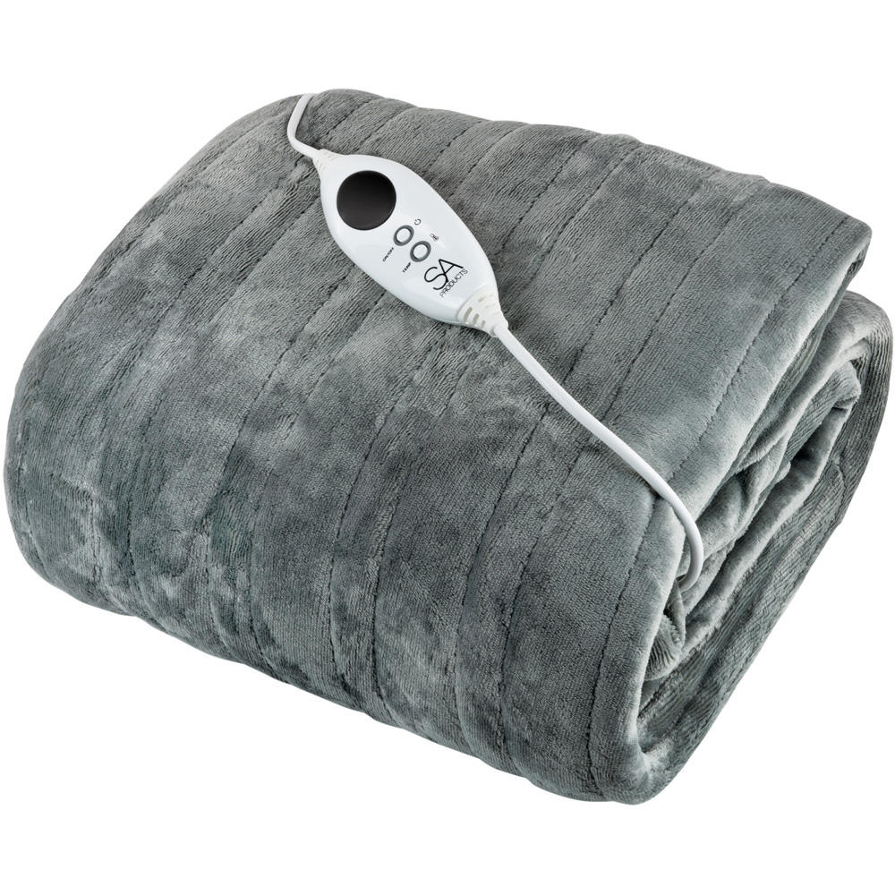 Double Grey Heated Throw Blanket with 9 Heat Settings Image 1