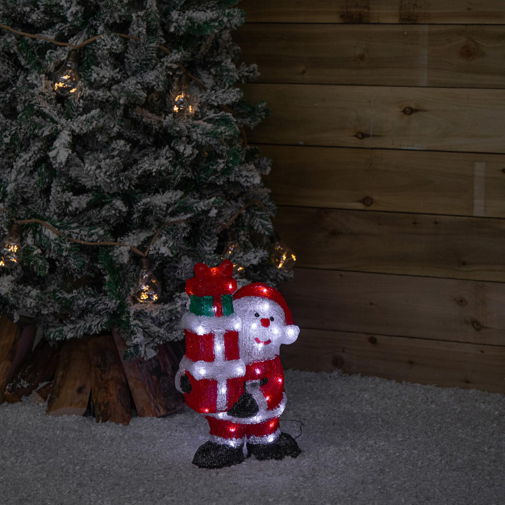Samuel Alexander White LED Light Up Acrylic Santa with 3 Gifts Christmas Decoration 41cm Image 3
