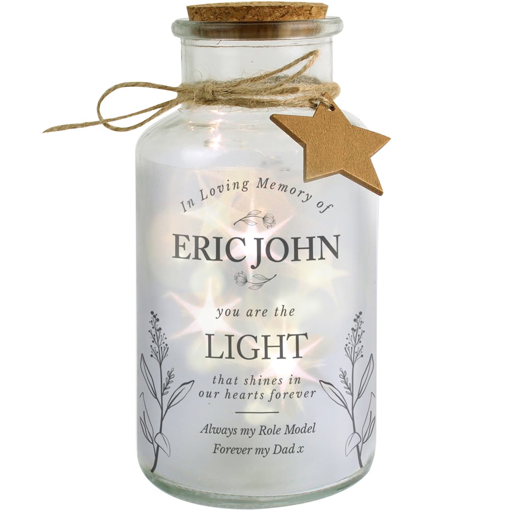 Personalised Memento Personalised In Loving Memory LED Glass Jar Image 1