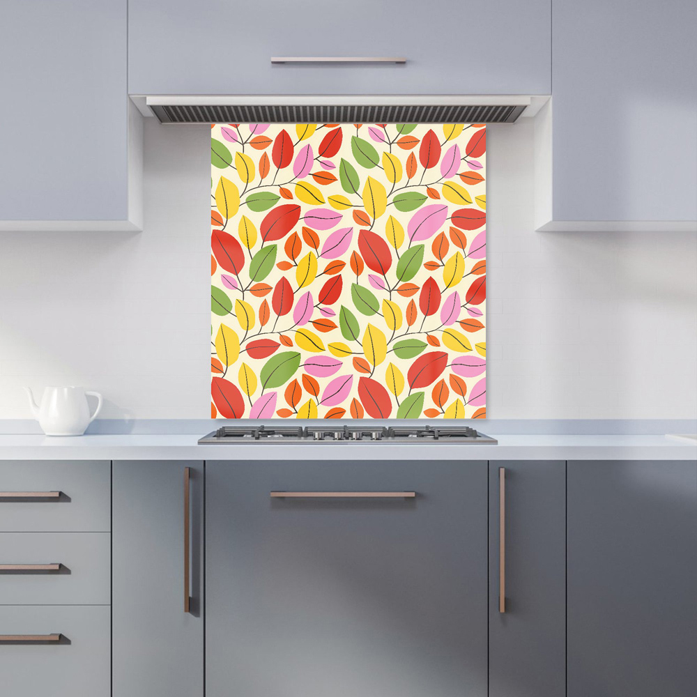 Warren Reed Designer Autumn Leaves Glass Kitchen Splashback 75 x 70cm Image 1