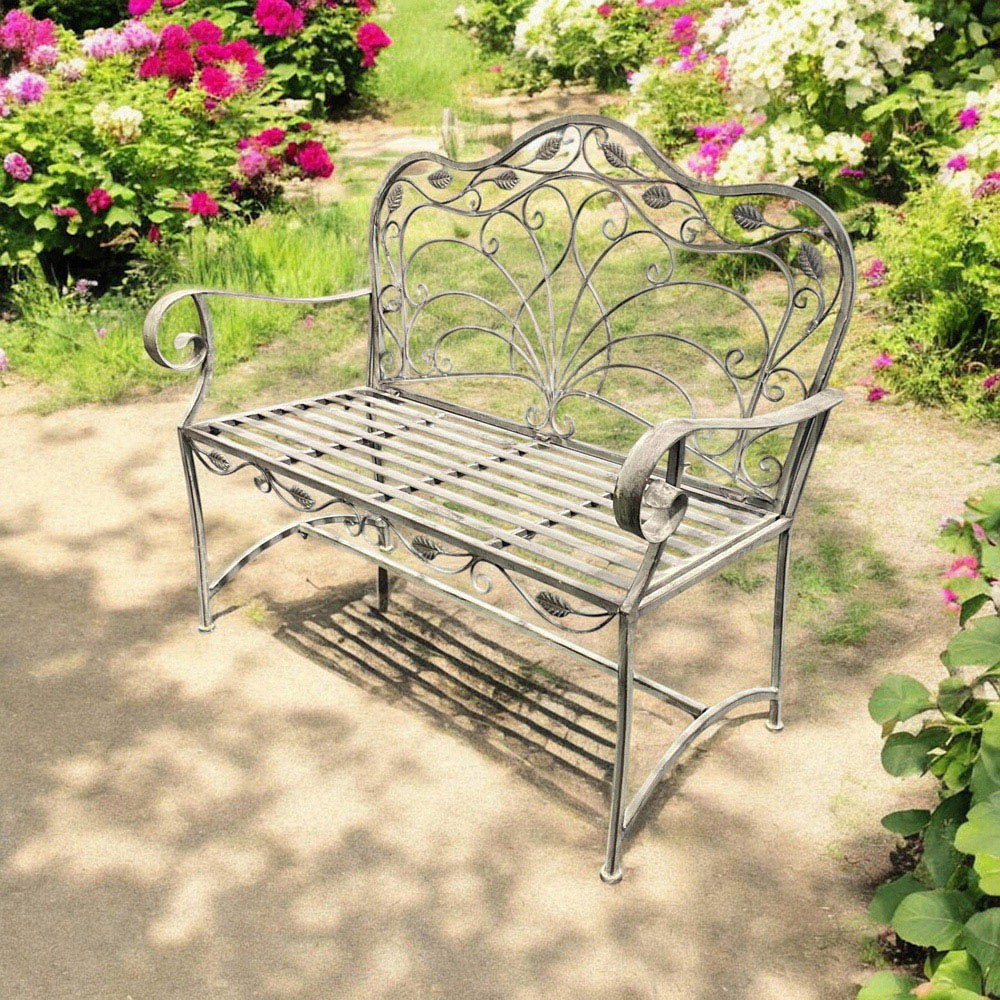 Acacia Home 2 Seater Stone Grey Garden Bench Image 3
