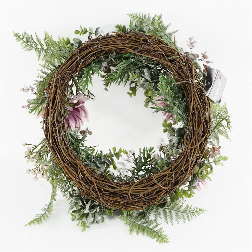 Leaf Pink Floral Artificial Wreath 45cm Image 5