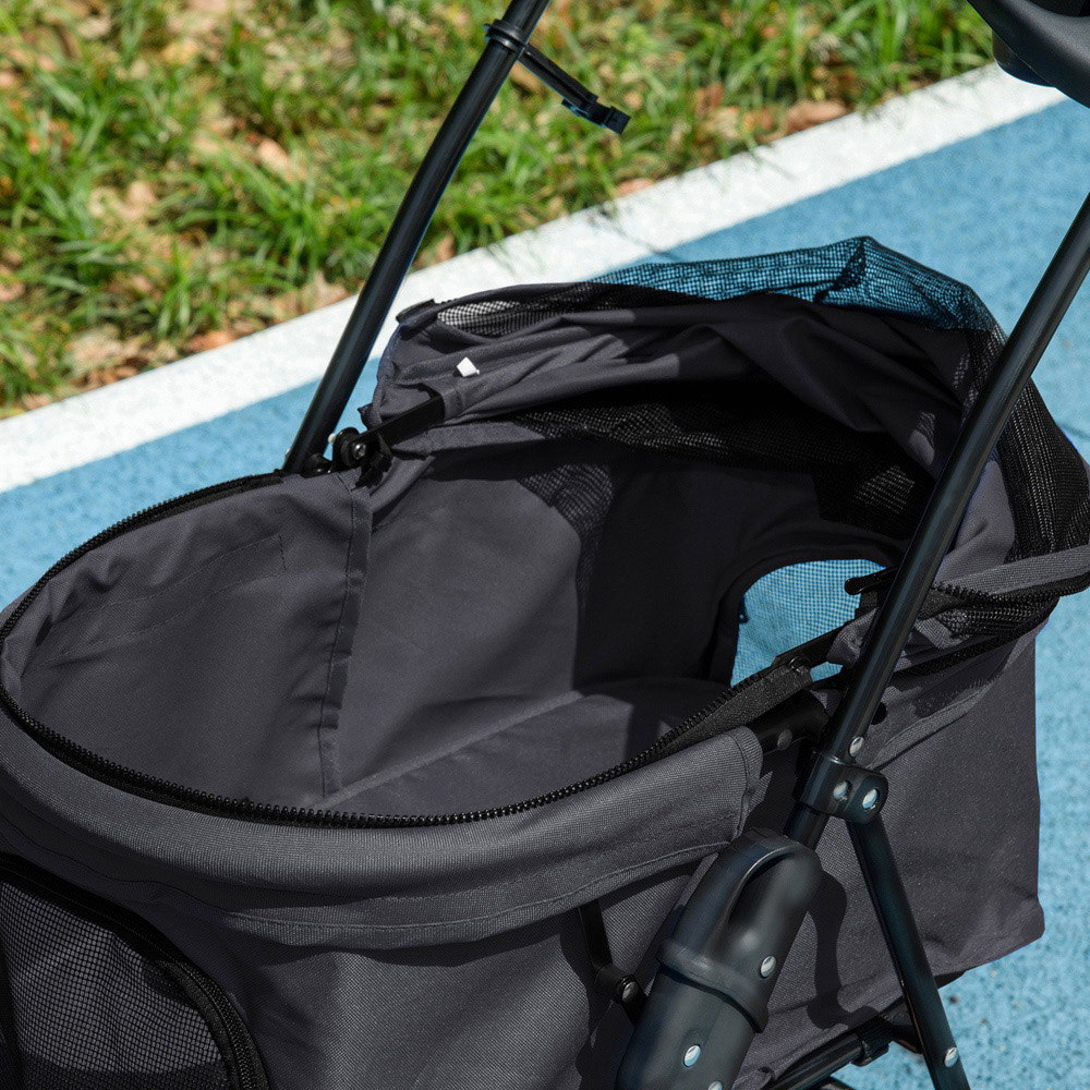 PawHut Foldable Black Pet Stroller with Canopy Image 3