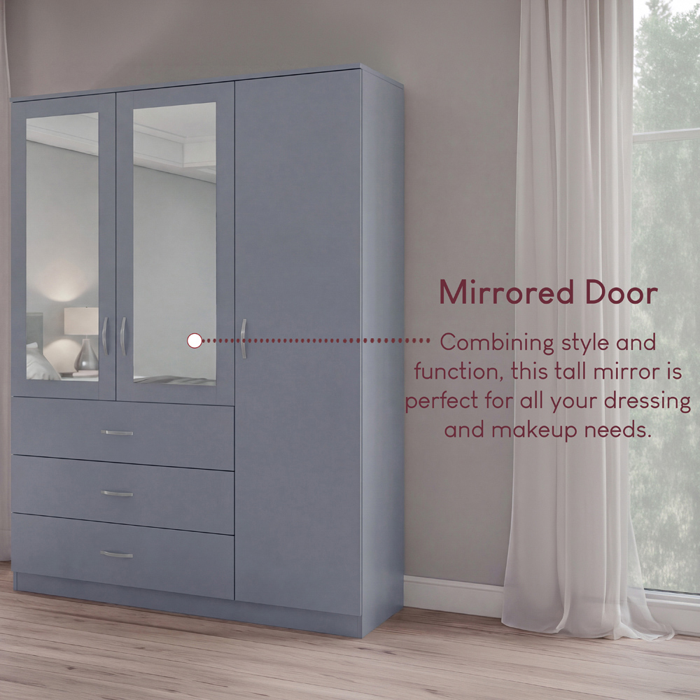 VIDA DESIGNS Riano 3 Door 3 Drawer Grey Mirrored Wardrobe Image 7