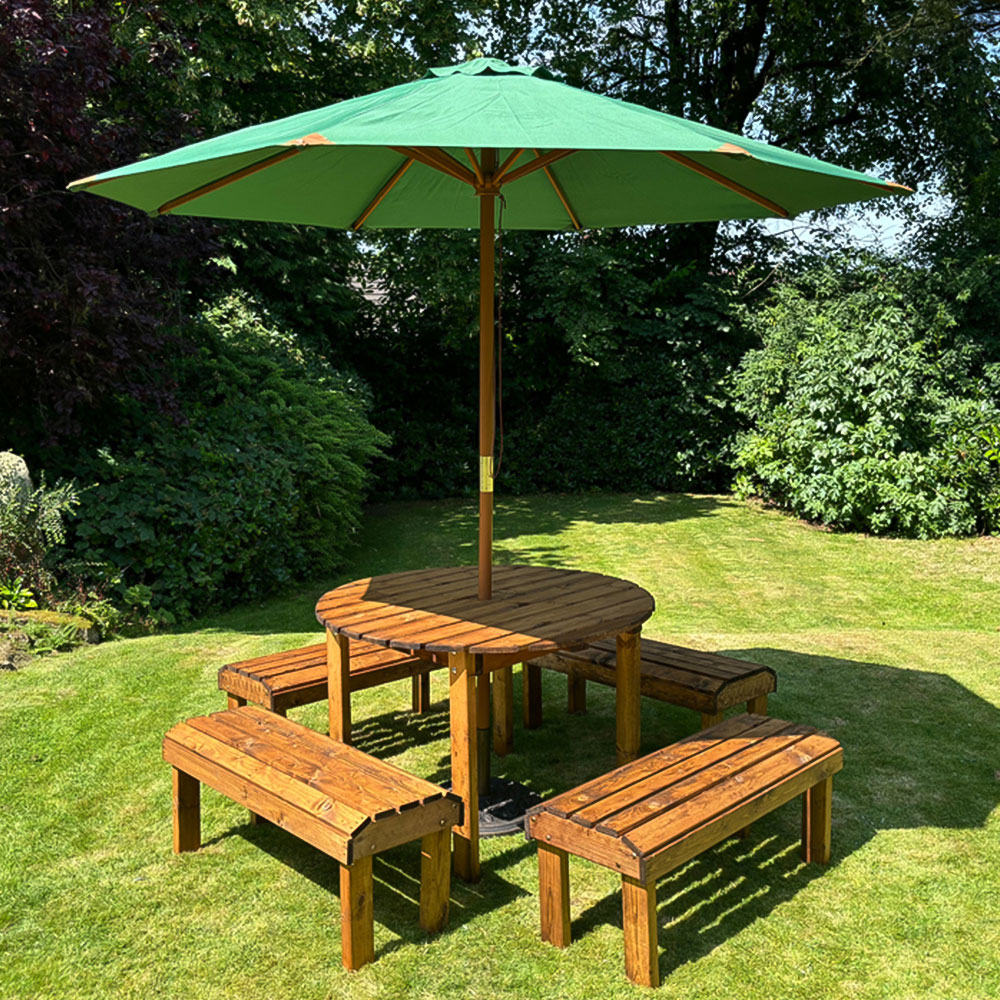 Charles Taylor Knights 8 Seater Round Garden Dining Bench Set Image 4