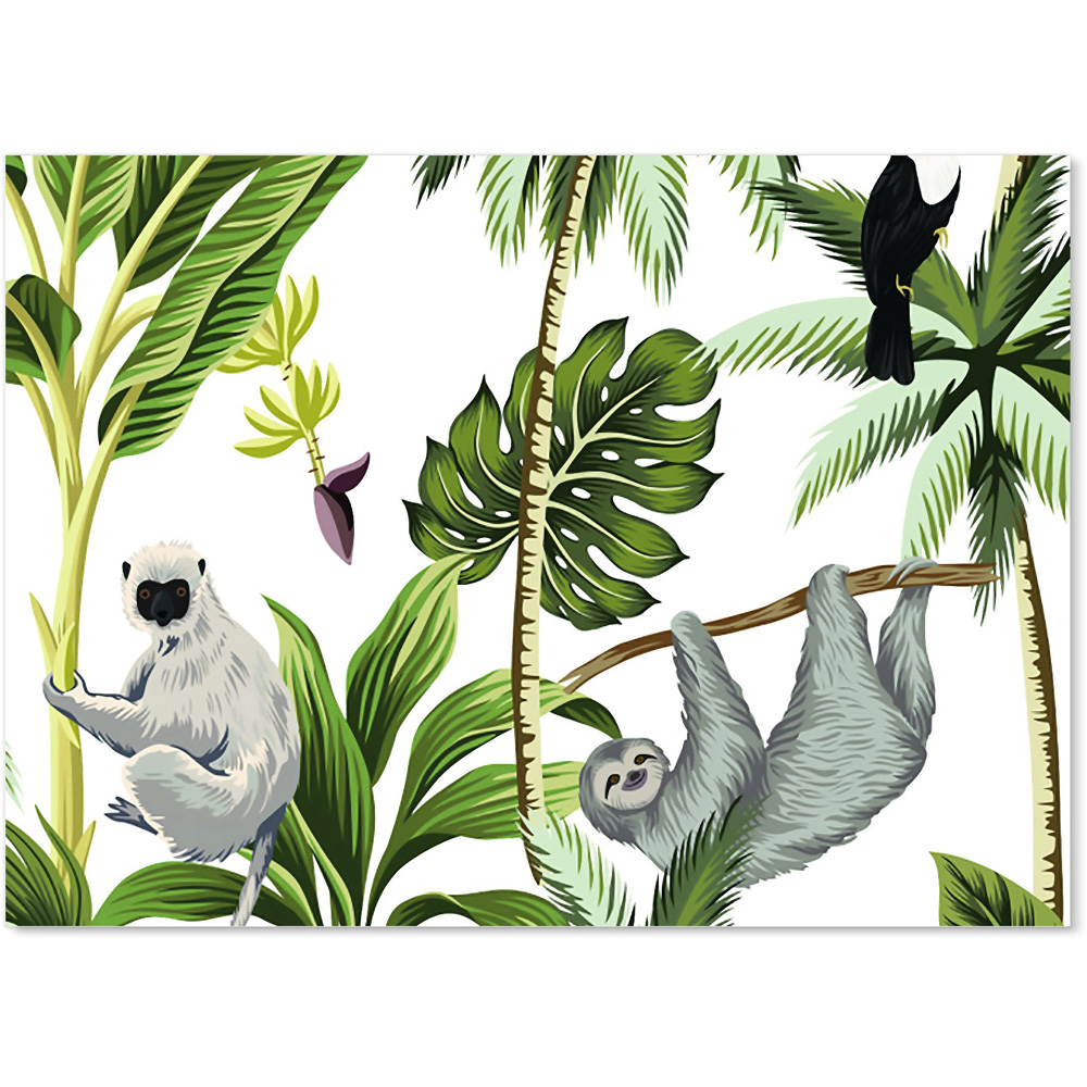 Warren Reed Designer Tropical Sloths Glass Kitchen Splashback 65 x 90cm Image 2