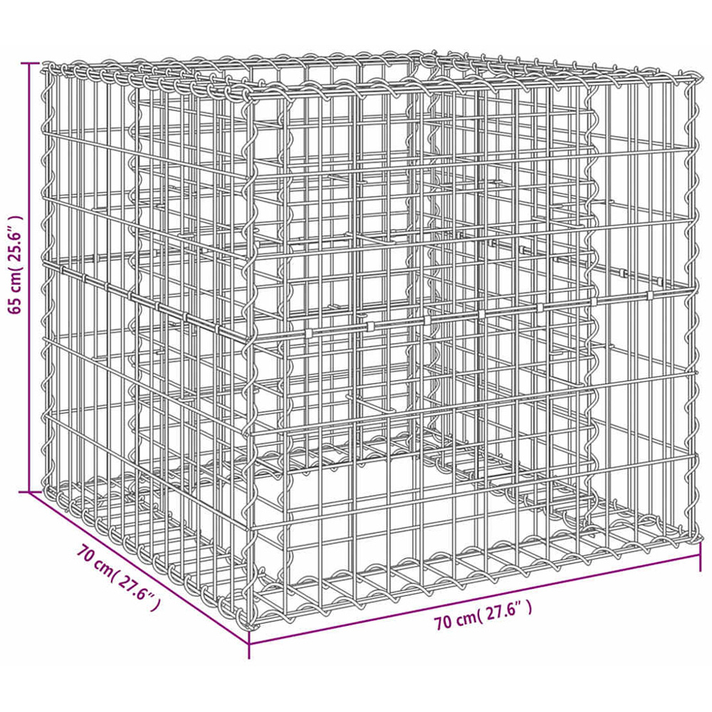 vidaXL Silver Galvanised Iron Gabion Basket 70 x 70 x 65cm Image 4
