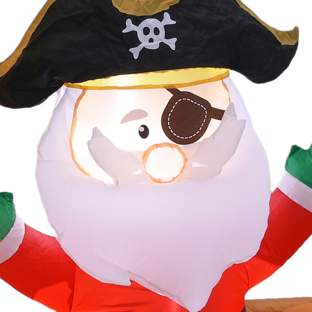 Living and Home Inflatable Pirate Santa Christmas Decoration 6ft Image 4