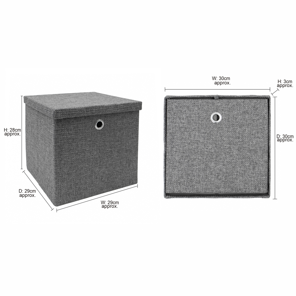 JVL Chroma Grey Foldable Cube Organiser Box with Lid Image 9