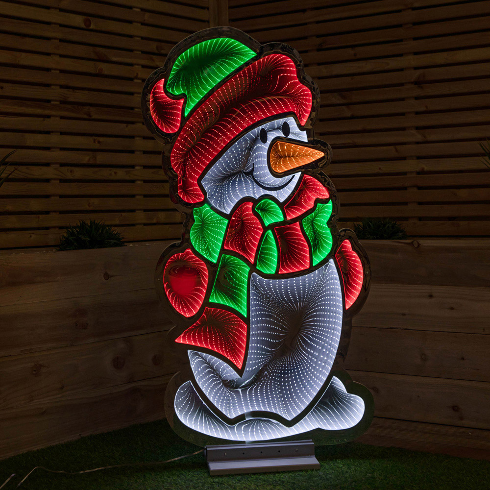 Samuel Alexander Multicolour Infinity LED Light Up Snowman Christmas Decoration Image 1