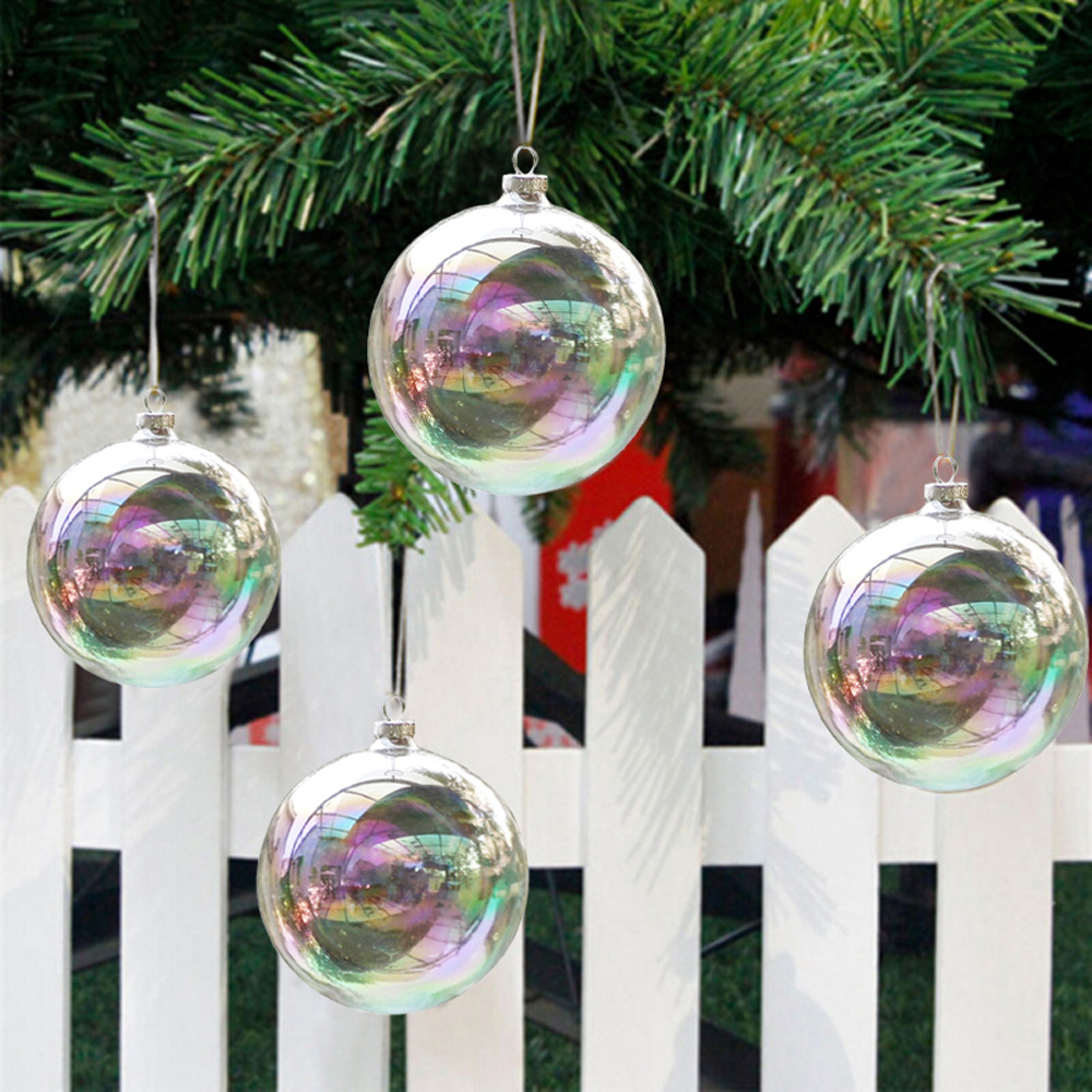 Living and Home Rainbow Glass Christmas Baubles 5 Pack Image 6
