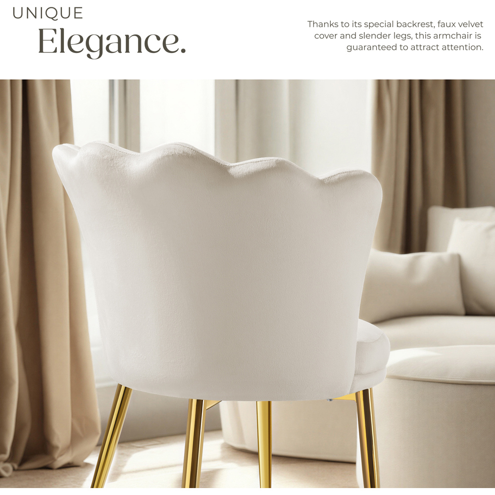 tectake Stella Cream and Gold Velvet Padded Armchair Image 5