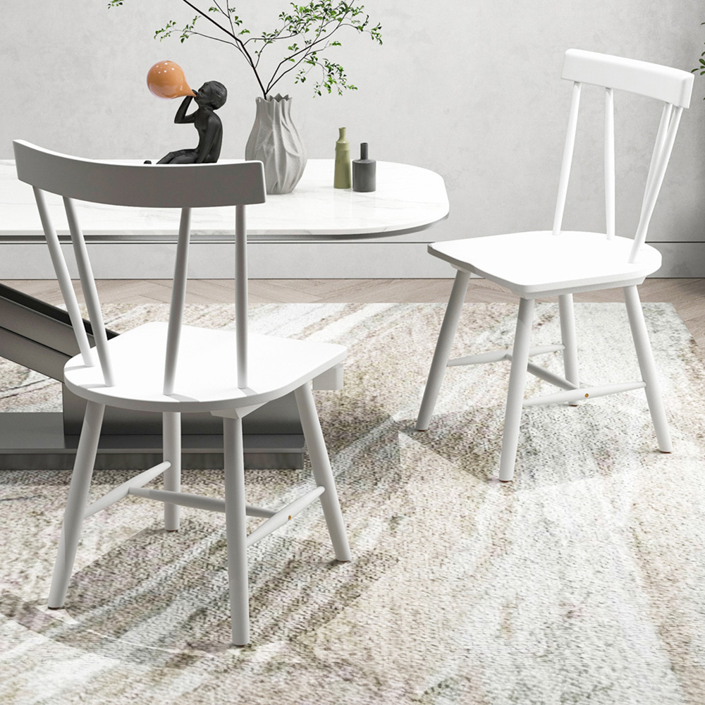Costway Set of 2 White Windsor Chairs Image 1