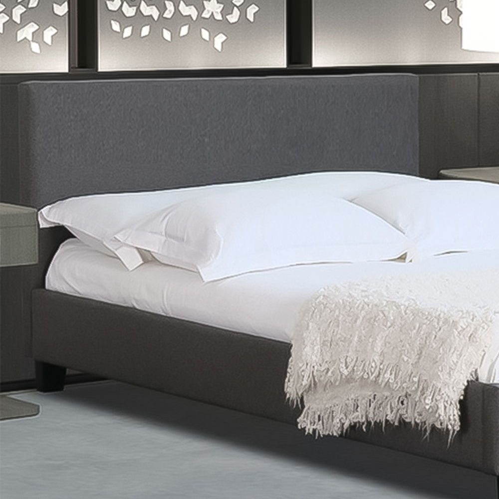 Brooklyn Small Double Dark Grey Hopsack Bed Frame Image 2