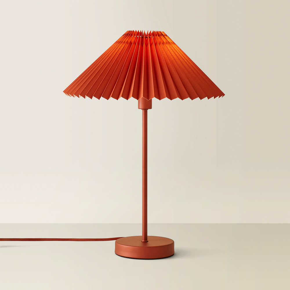 ValueLights Akira Burnt Orange Pleated Shade LED Table Lamp Image 5