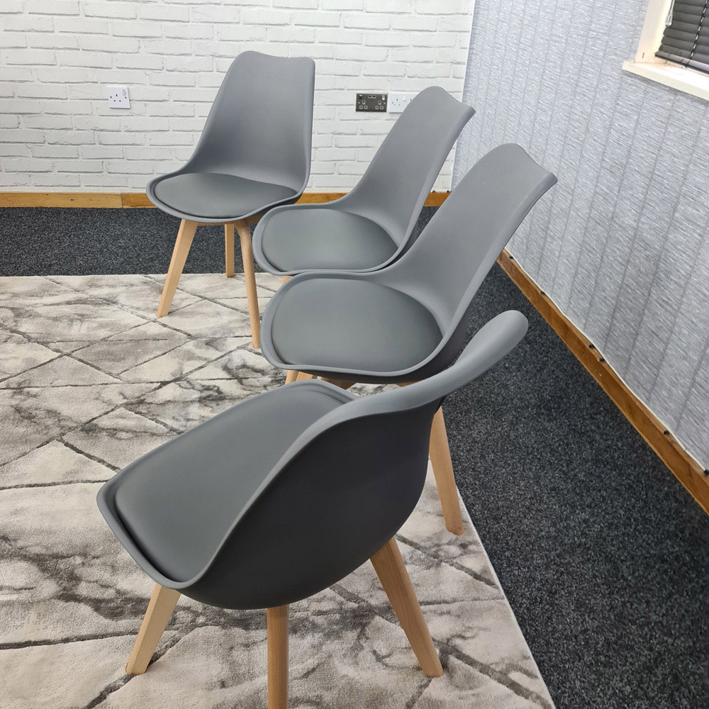 Denver Set of 4 Grey Leather Dining Chairs Image 4