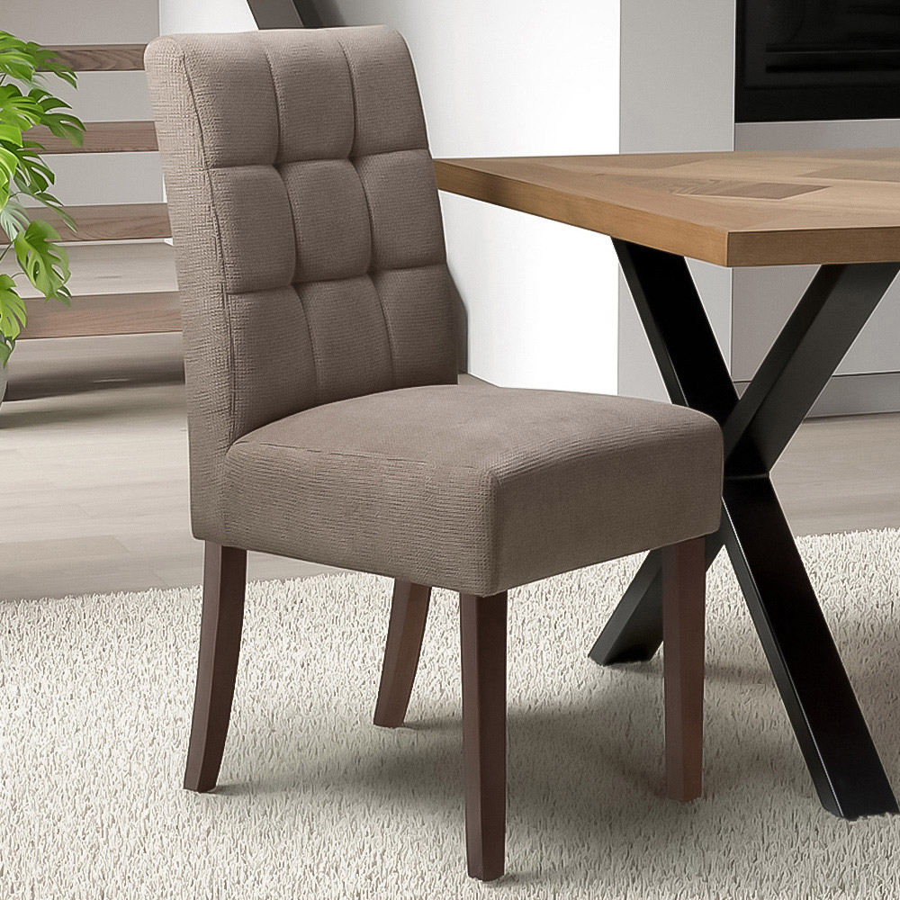 Portland Harlow Light Brown Flax Walnut Legs Waffle Back Dining Chair Image 1