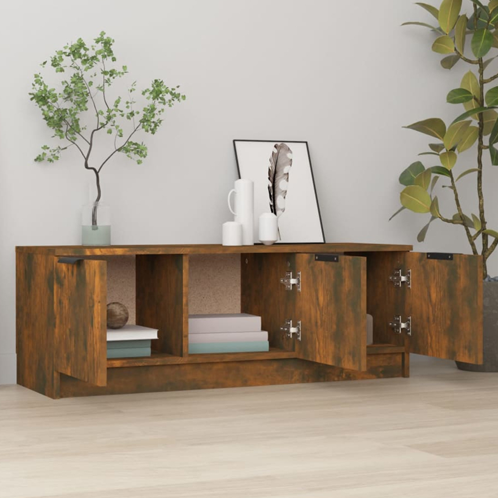 vidaXL 3 Door Smoked Oak TV Cabinet Image 1