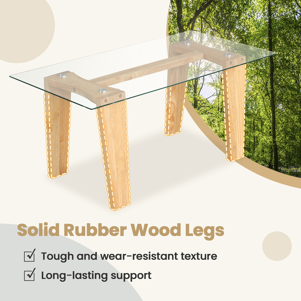 Costway Transparent Wooden Rectangle Coffee Table Image 6