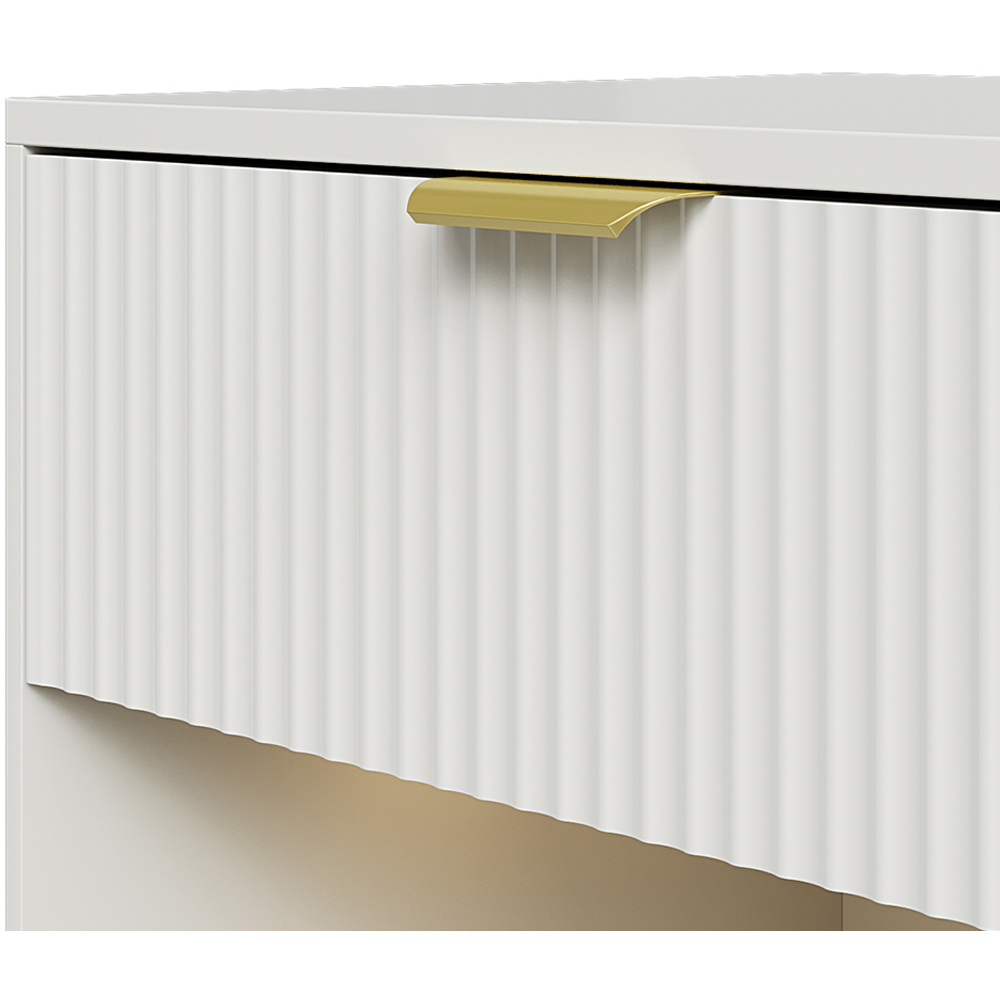 Living and Home Single Drawer White Bedside Table with Power and RGB Light Strip Set of 2 Image 5