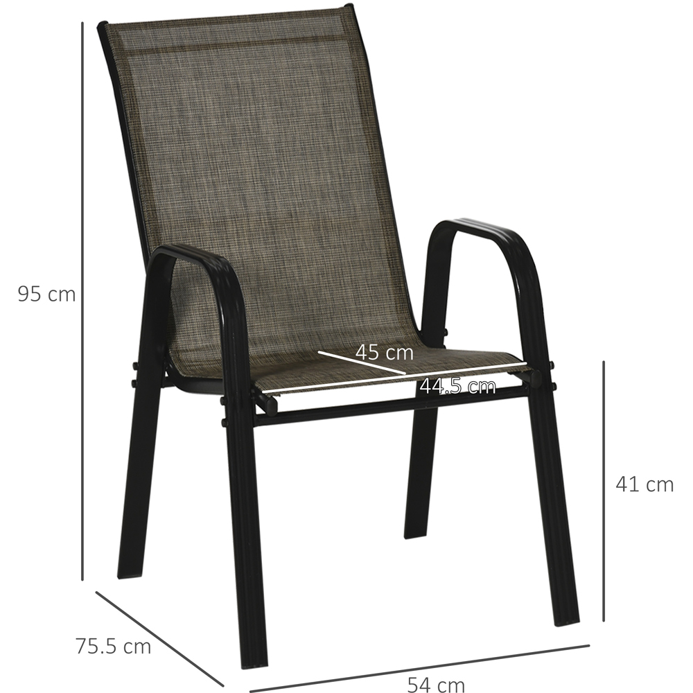 Outsunny Set of 4 Mixed Brown Mesh Stackable Garden Dining Chairs Image 8