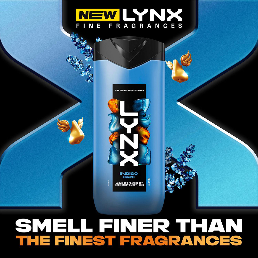 Lynx Fine Fragrance Indigo Haze Lavender and Musk Scent Body Wash 400ml 6 Pack Image 2