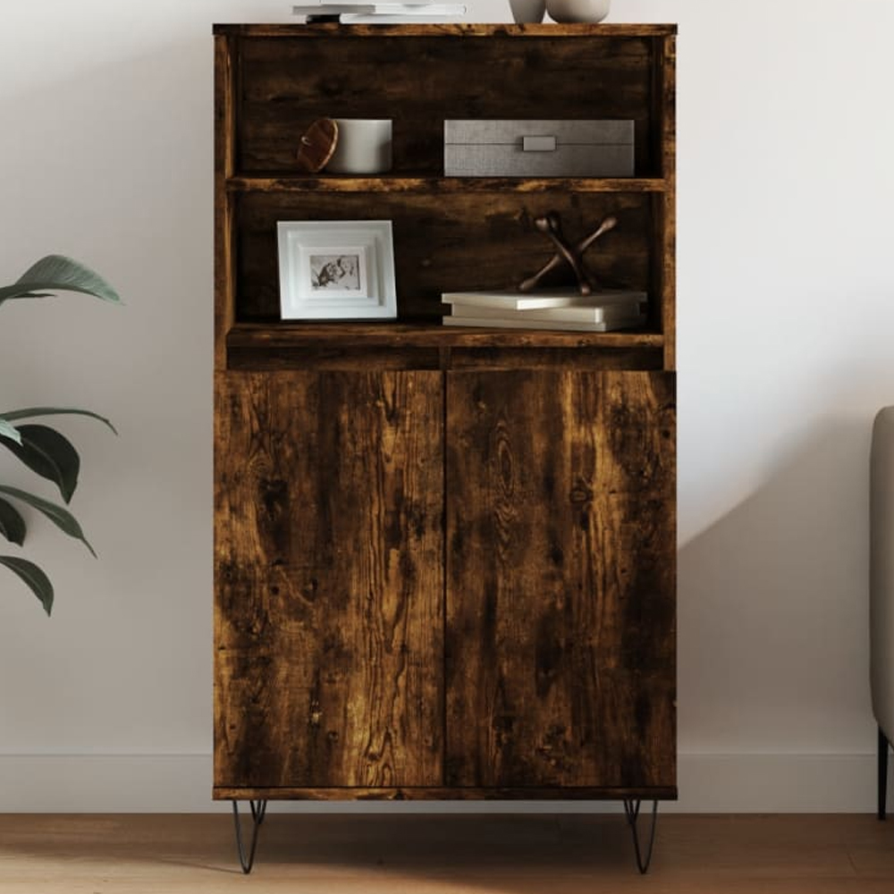 vidaXL 2 Door 2 Shelf Smoked Oak Highboard Image 1