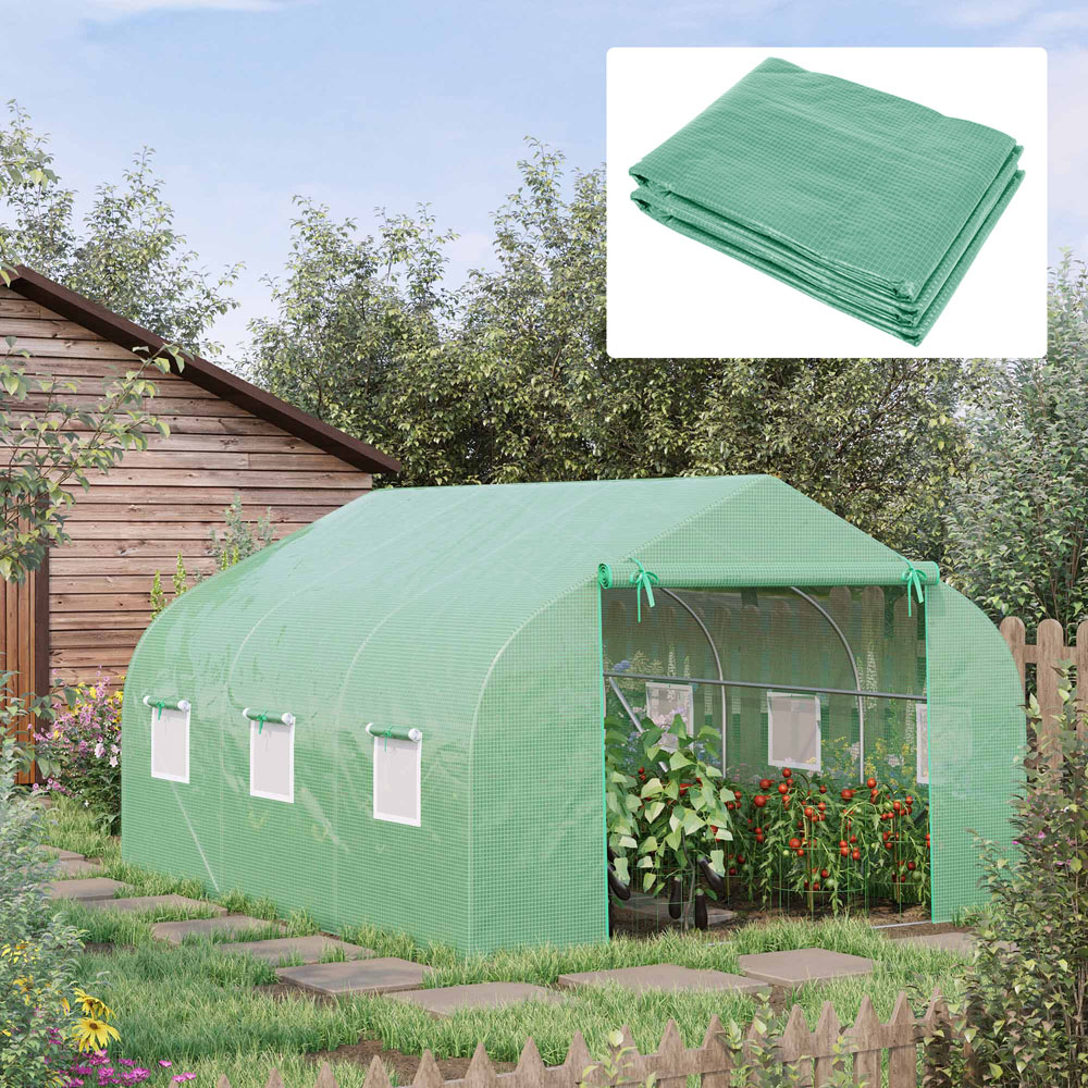 Outsunny 19.6 x 9.8 x 6.5ft Green Replacement Greenhouse Cover Image 2