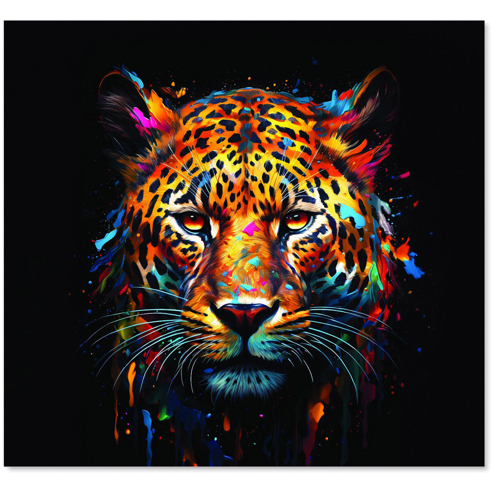 Warren Reed Designer Splashart Leopard Face Glass Kitchen Splashback 65 x 70cm Image 2