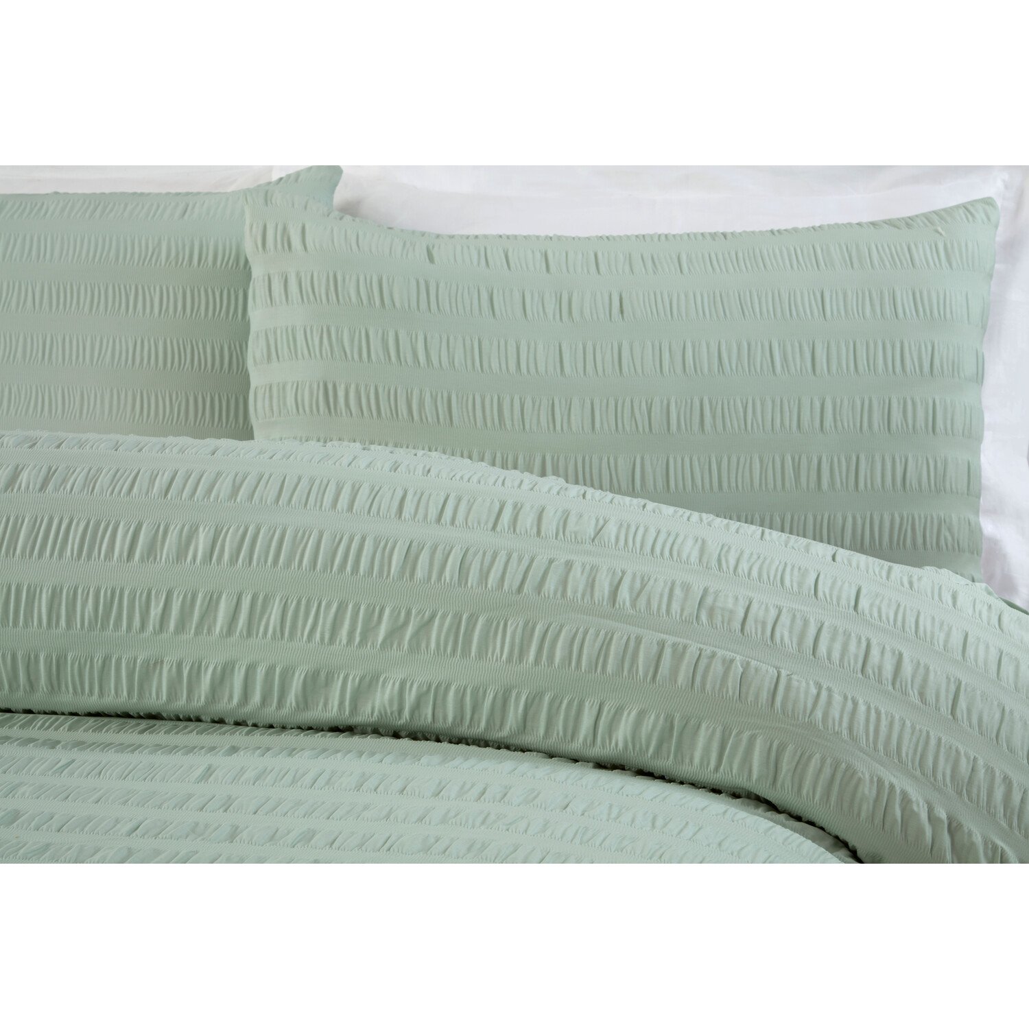 Divante Seersucker King Size Sage Duvet Set Image 3