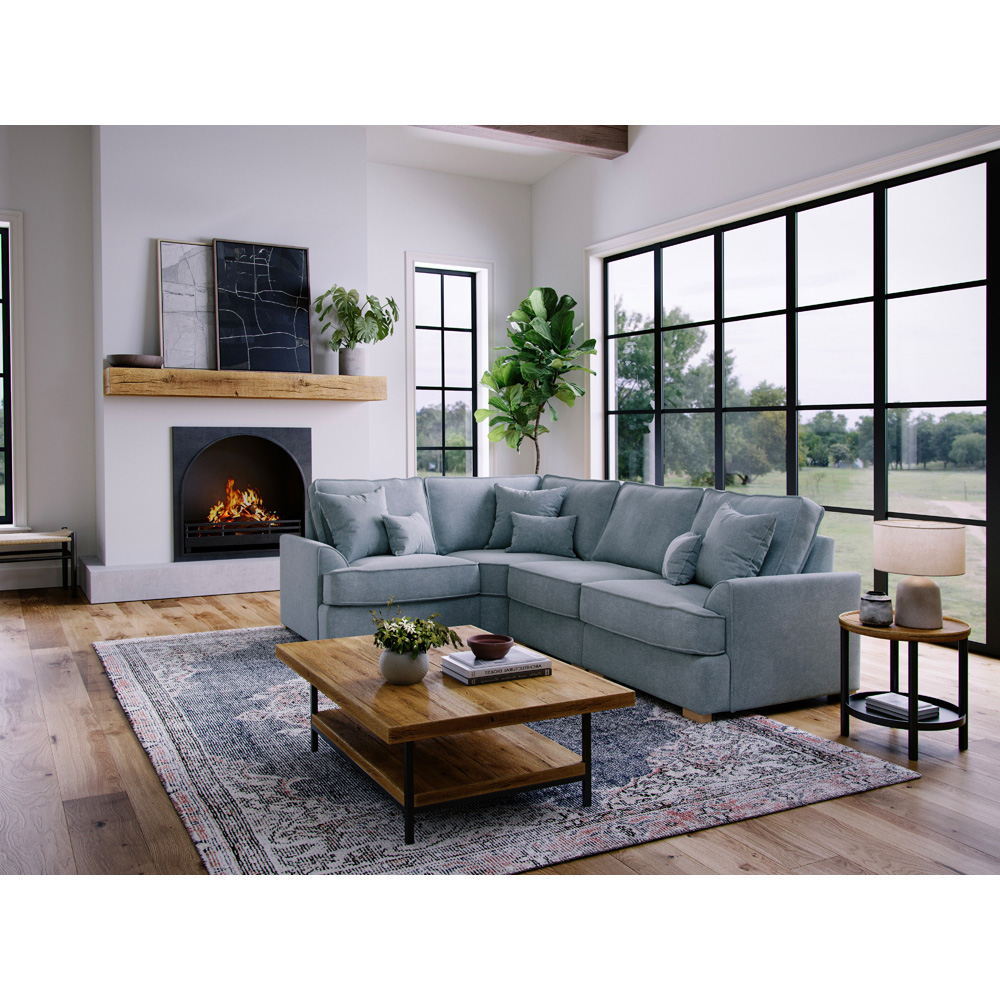 Alba City 5 Seater Fine Blue Fabric Right Hand Corner Sofa Image 6
