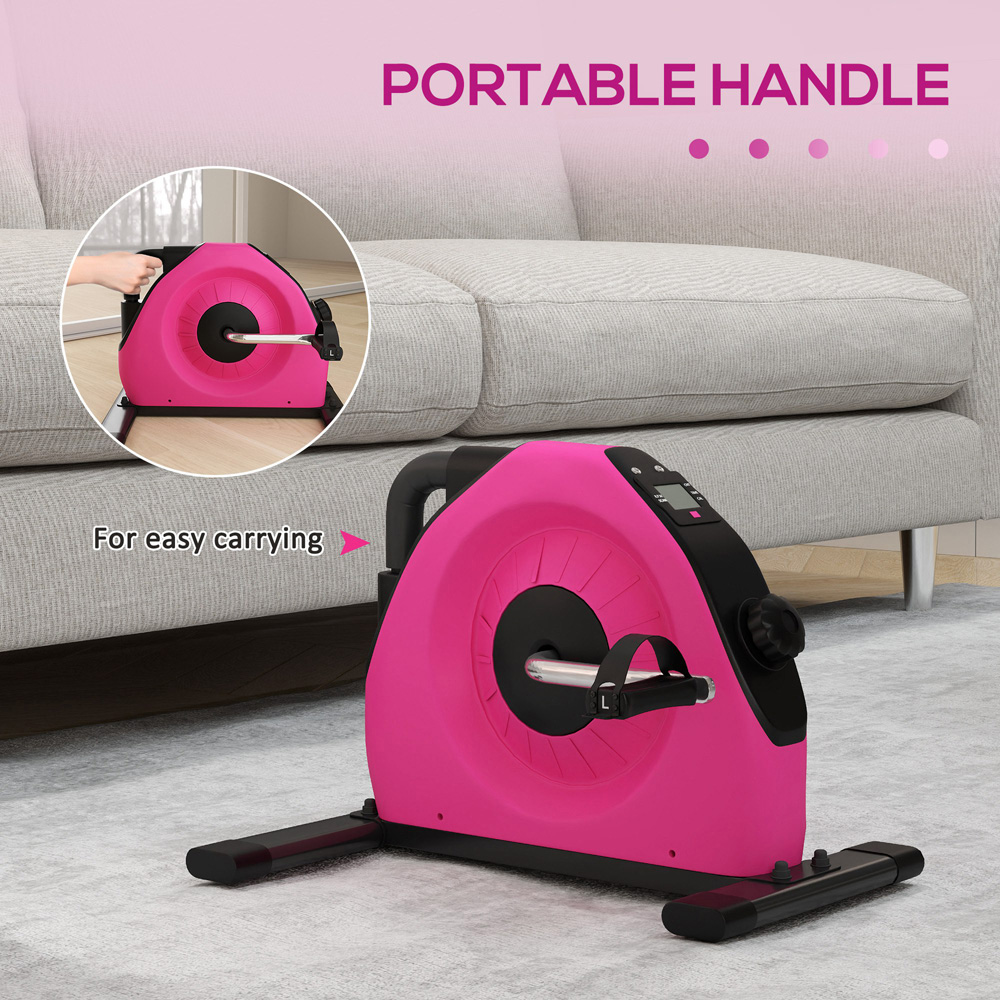 SPORTNOW Pink Portable Mini Exercise Bike with LCD Display Image 6