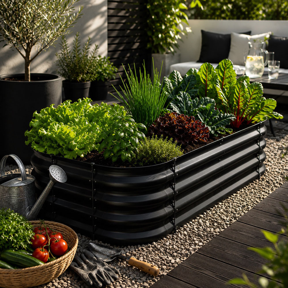 Harbour Housewares Anthracite Galvanised Steel Raised Garden Bed Extension Panel 50cm 2 Pack Image 4