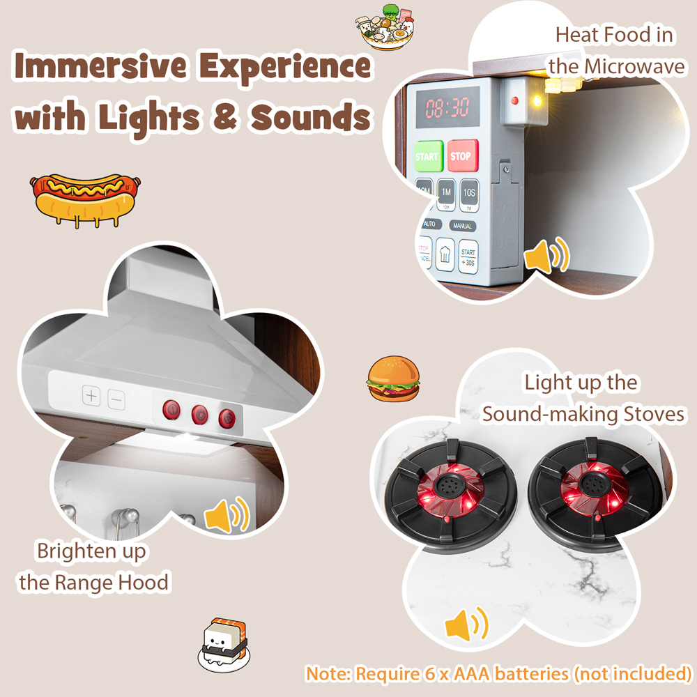 Costway Kids Coffee Kitchen Play Set with Lights Image 6