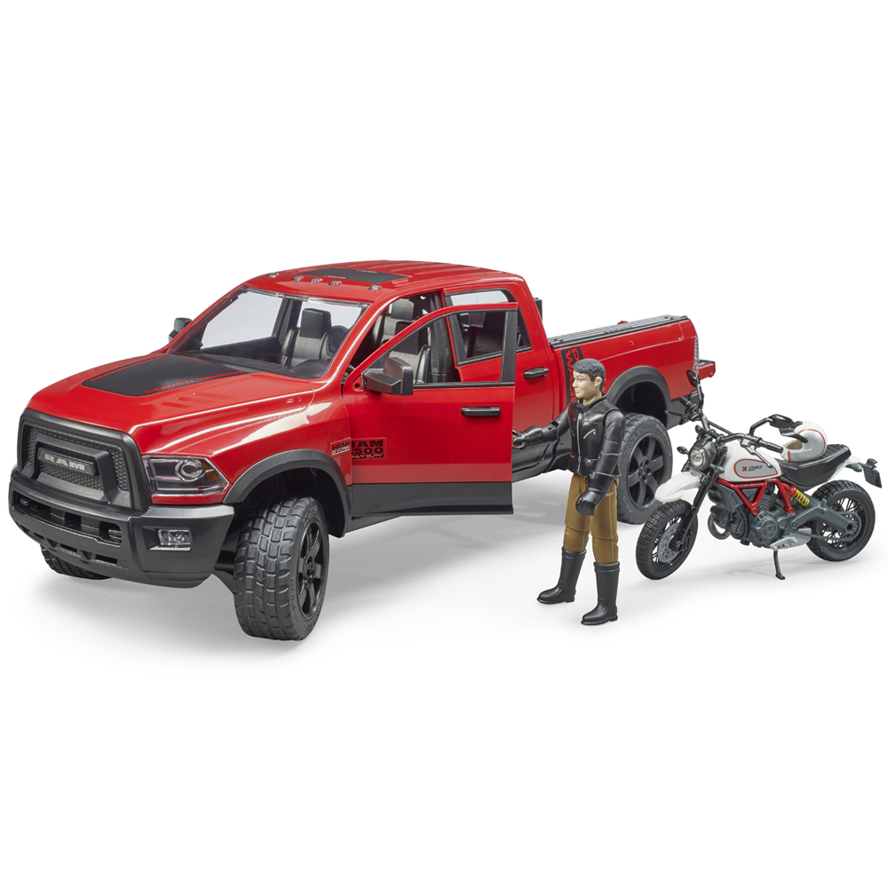 Bruder RAM 2500 Power Wagon with Scrambler Ducati Desert and Driver Figure Image 6