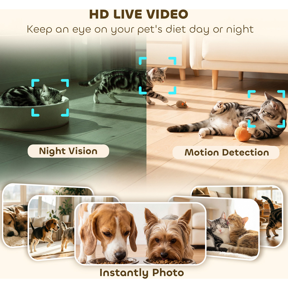 PawHut 6L Smart Cat Feeder with HD Camera and Voice Recorder Image 5