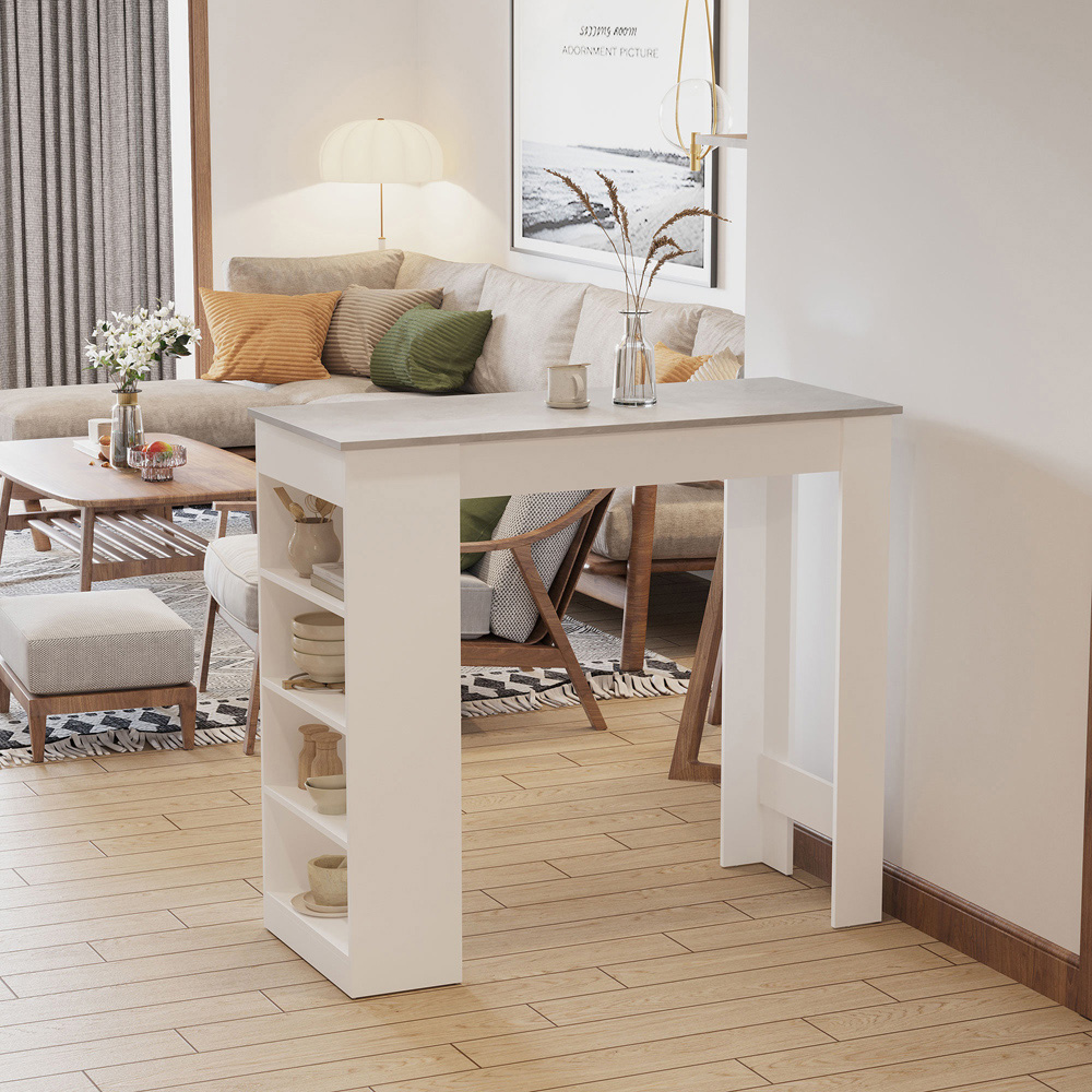 Portland 2 Seater Dining Table Grey with 4 Tier Storage Shelf Image 5