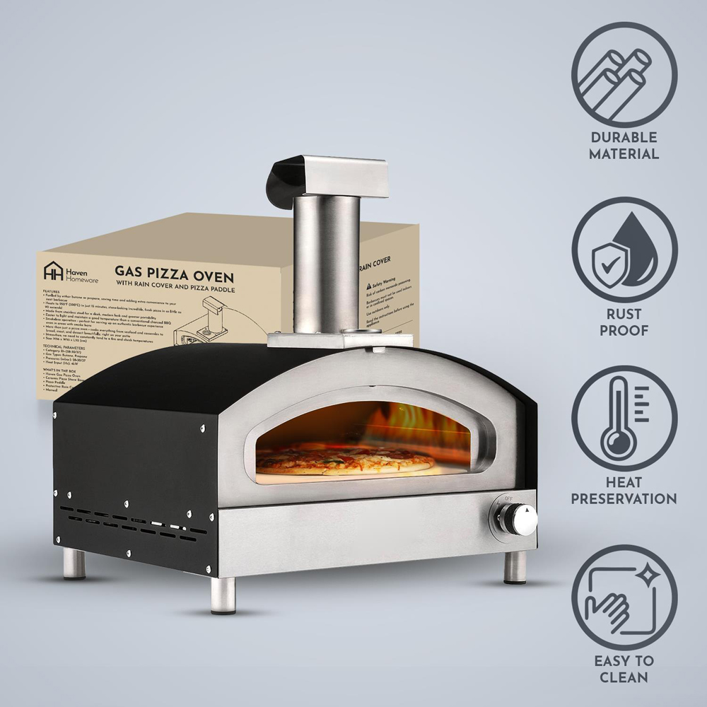 Haven Black and Silver Gas Powered 13 inch Pizza Oven Image 7