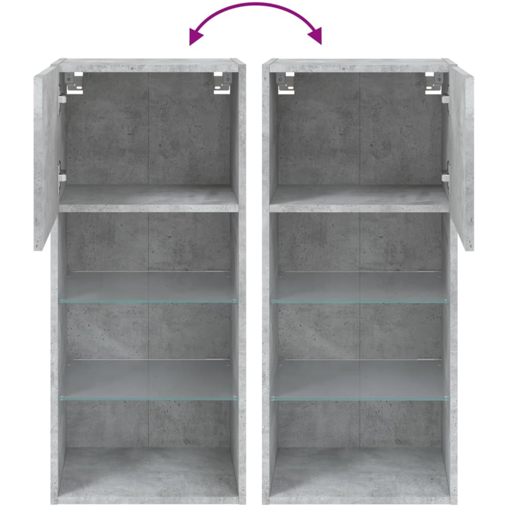 vidaXL Single Door 3 Shelf Concrete Grey Wall Mounted TV Cabinet with RGB LED Lights Image 7
