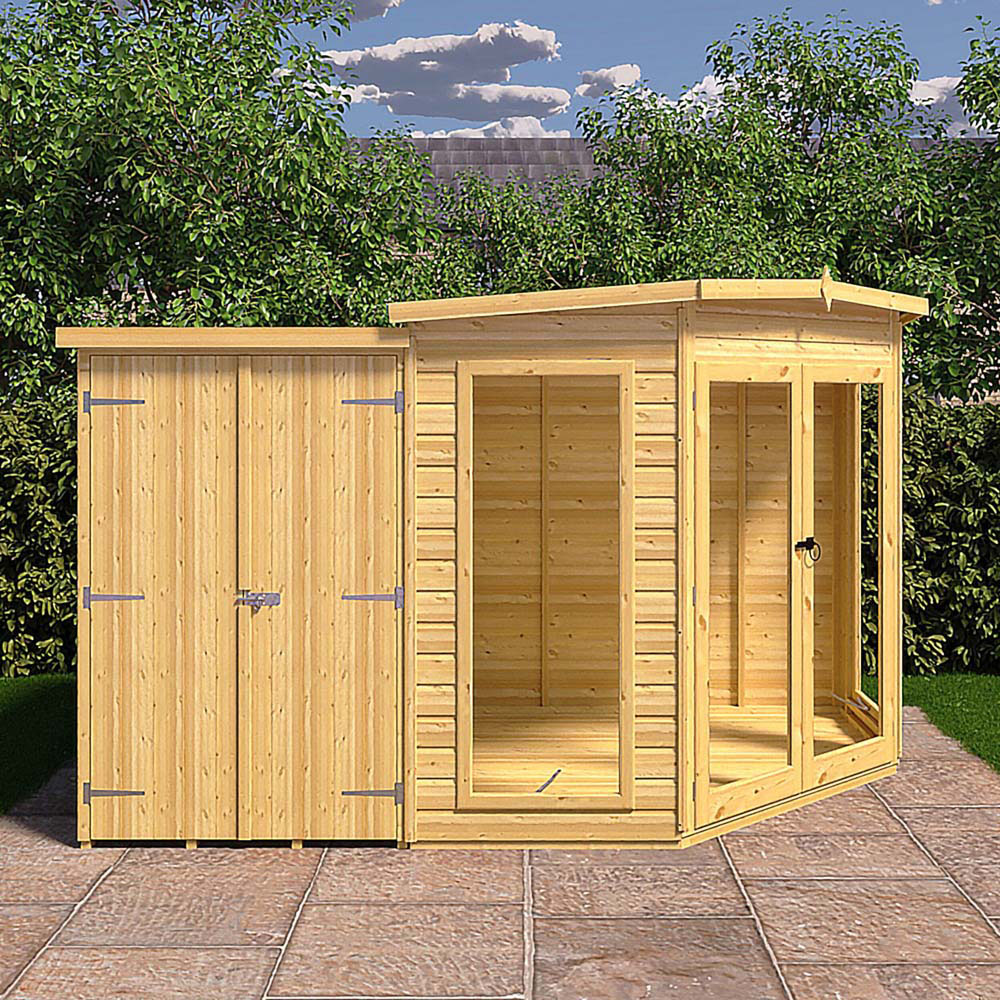 Shire Barclay 7 x 11ft Double Door Corner Summerhouse with Side Shed Image 5