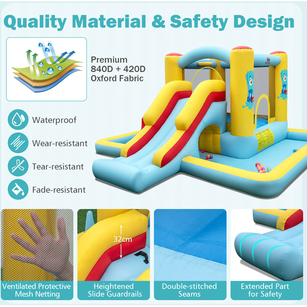 Costway Inflatable Bouncy Castle with Slide and Tunnel Image 5