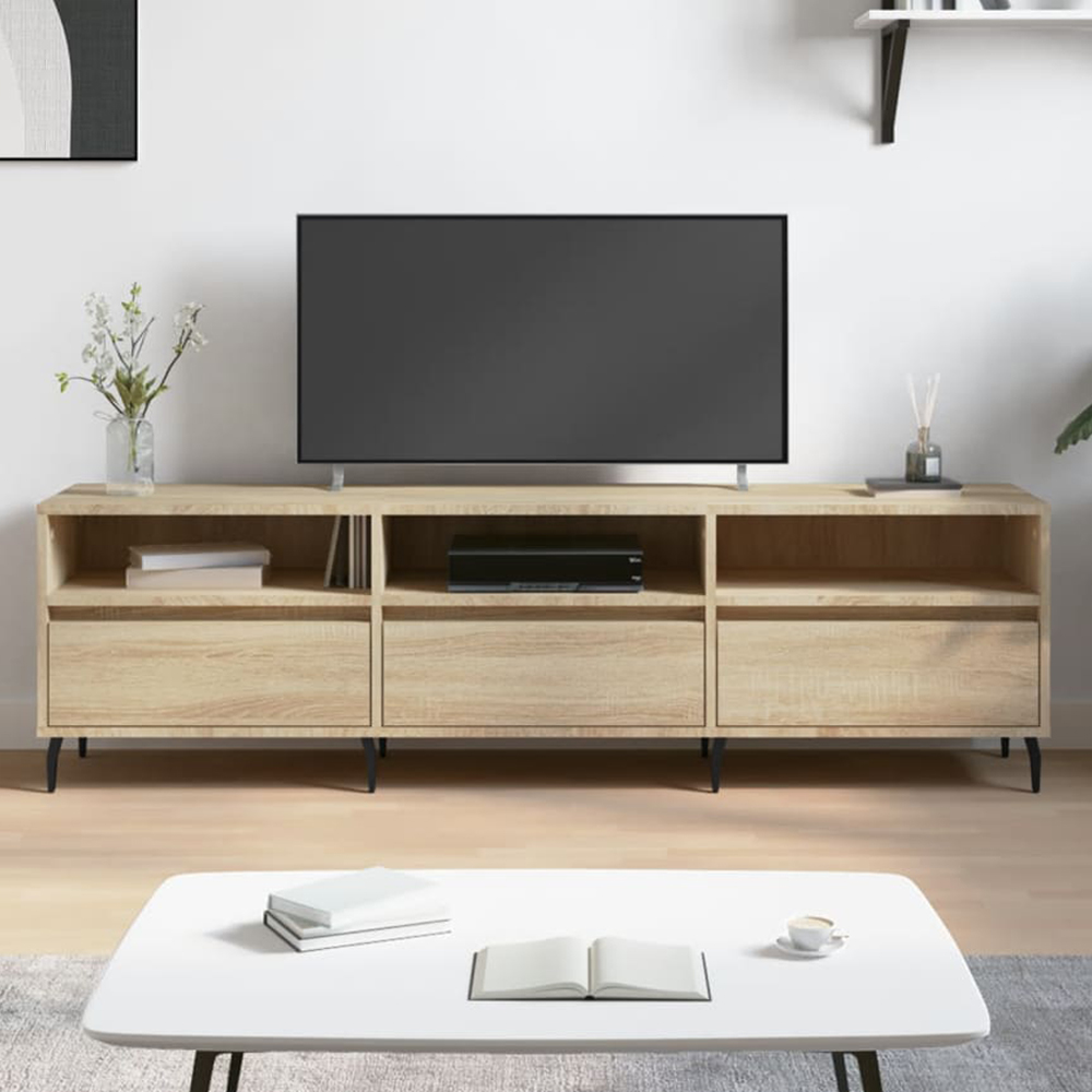 vidaXL 3 Door 3 Shelf Sonoma Oak TV Cabinet Image 1
